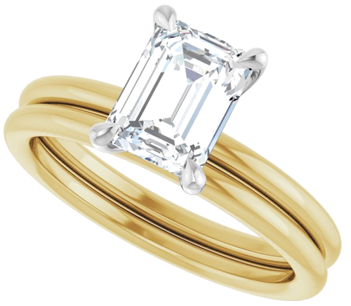 Sužadėtuvių Žiedas „Claw-Prong Solitaire“ 14k yellow/white gold Emerald 7.5mm x 5.5mm (10)