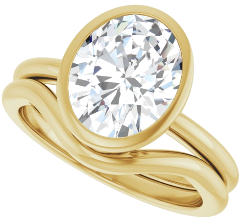 Sužadėtuvių Žiedas „Bezel-Set“ 14k yellow gold Oval 10mm x 8mm (10)
