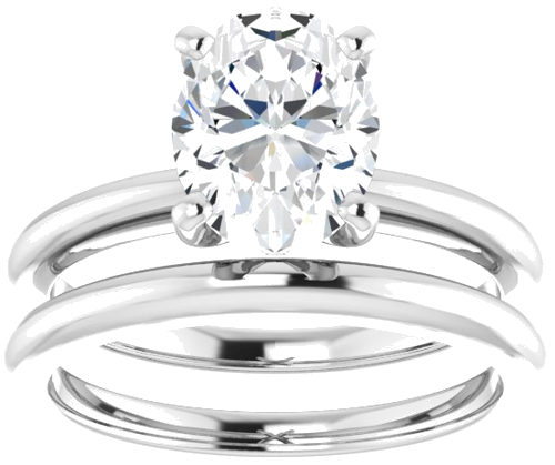 14K White  9x7 mm Oval Solitaire Engagement Ring Mounting (8)