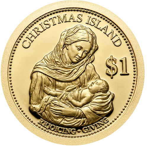2012 Kiribati Virgin Mary and Baby Jesus 1 Dollar gold coin (1)