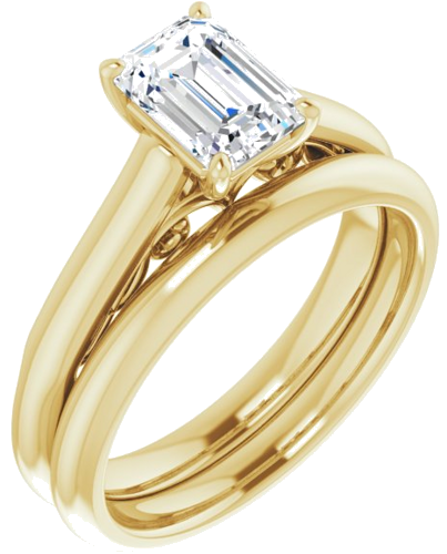 Sužadėtuvių Žiedas „Sculptural“ 14k yellow gold Emerald 7mm x 5mm (6)