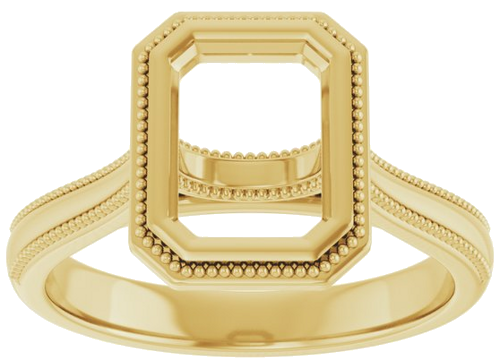 14K Yellow 8x6 mm Emerald Solitaire Engagement Ring Mounting (3)