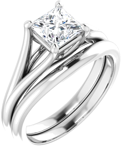 Sužadėtuvių Žiedas „Solitaire“ 585 Baltojo Aukso Square 5.5mm (6)