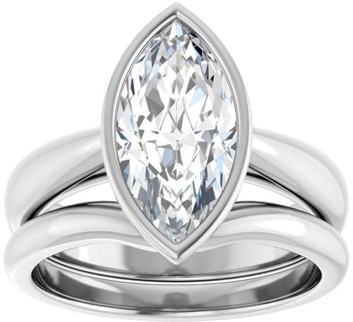 Sužadėtuvių Žiedas „Bezel-Set Solitaire“ 10k white gold Marquise 13mm x 6.5mm (8)