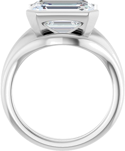 Sužadėtuvių Žiedas „Bezel-Set Solitaire“ 14k white gold Emerald 11mm x 9mm (7)