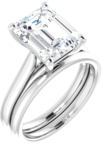 Sužadėtuvių Žiedas „Solitaire“ 585 Baltojo Aukso Emerald 10mm x 8mm (6)