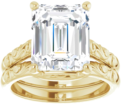 Sužadėtuvių Žiedas „Solitaire“ 10k yellow gold Emerald 11mm x 9mm (8)