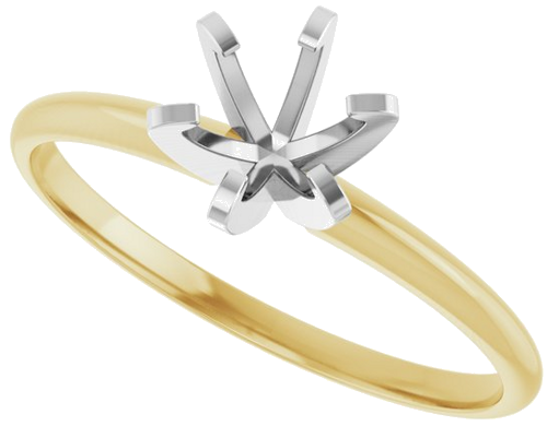 14K Yellow White 5.4-5.7 mm Round 6-Prong Solitaire Engagement Ring Mounting (5)