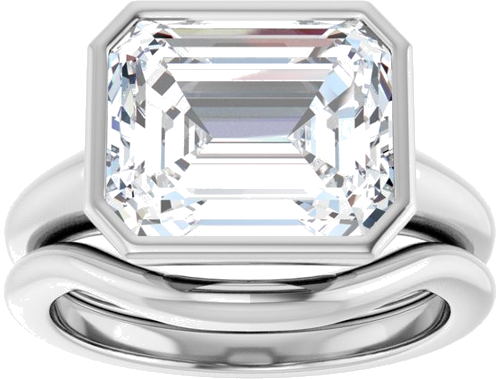 Sužadėtuvių Žiedas „Bezel-Set Solitaire“ 14k white gold Emerald 11mm x 9mm (8)