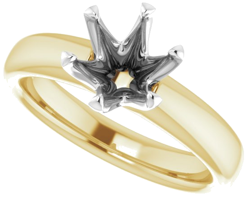 Sužadėtuvių Žiedas „Solitaire“ 750 Geltonojo Aukso Ir 950 Platinos Round 7.4mm (5)