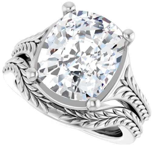 Sužadėtuvių Žiedas „Solitaire“ 18k white gold Elongated Cushion 12mm x 10mm (10)
