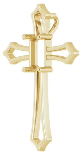 Pakabukas „Accented Cross“ 14k yellow gold Emerald 6mm x 4mm (2)