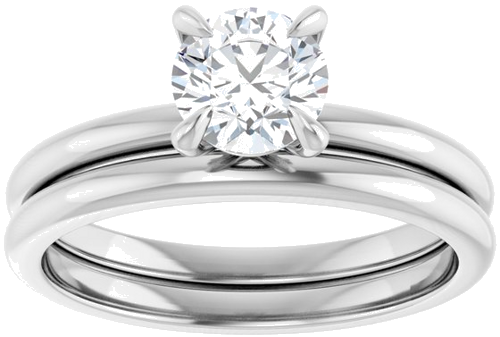 Sužadėtuvių Žiedas „Solitaire“ 10k white gold Round 5.8mm (8)