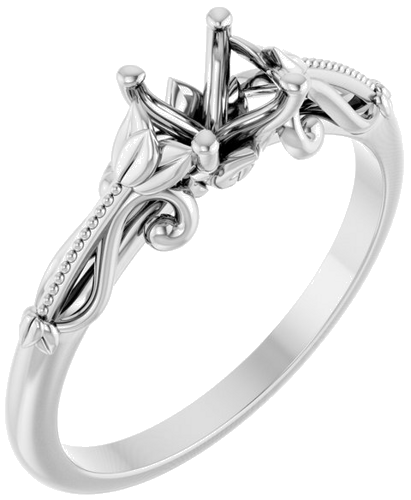 Sužadėtuvių Žiedas „Solitaire Sculptural“ 14k white gold Round 5.2mm (1)