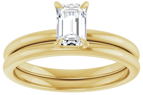 14K Yellow  6x4 mm Emerald Solitaire Engagement Ring Mounting (8)