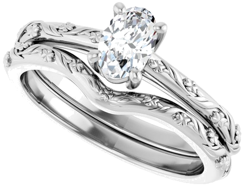 Sužadėtuvių Žiedas „Solitaire“ 14k white gold Oval 6mm x 4mm (10)