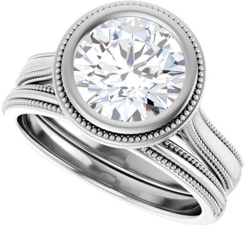 14K White 8.2 mm Round Solitaire Engagement Ring Mounting (8)