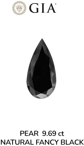 9.69 carat Fancy Black-VVS2 Natūralus Pear Deimantas (1)