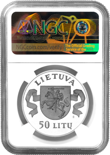 1995 Neatkarība 50 litai Sudraba monēta PF 68 ULTRA CAMEO (2)