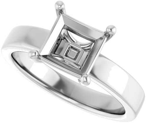 Sužadėtuvių Žiedas „Solitaire“ 14k white gold Square 6.5mm (5)