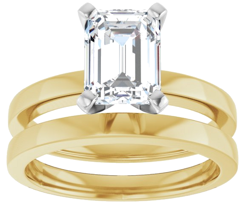 Sužadėtuvių Žiedas „Solitaire“ 585 Baltojo Ir Geltonojo Aukso Emerald 8mm x 6mm (8)