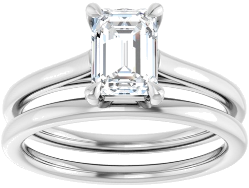 Sužadėtuvių Žiedas „Claw-Pong“ 14k white gold Emerald 7mm x 5mm (8)