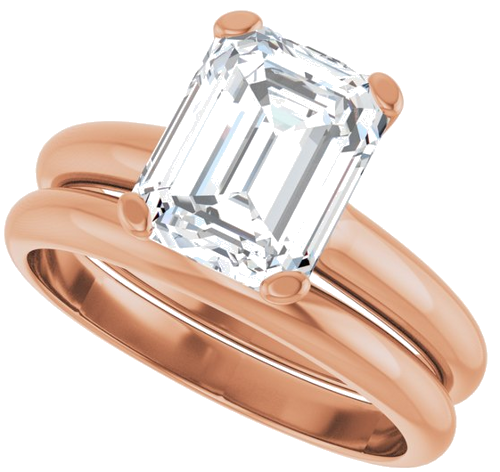 Sužadėtuvių Žiedas „Solitaire“ 14k rose gold Emerald 9mm x 7mm (10)
