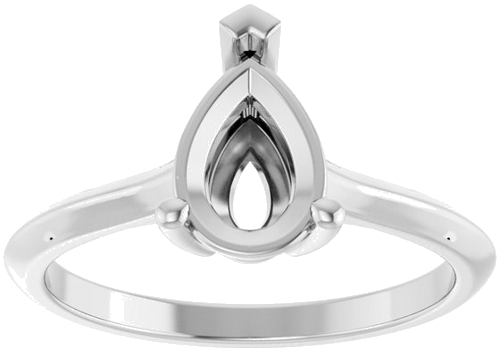 14K White 9x6 mm Pear V-Prong Engagement Ring Mounting (3)