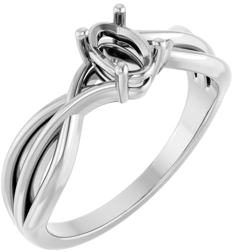 Sužadėtuvių Žiedas „Solitaire“ 14k white gold Oval 6mm x 4mm (1)