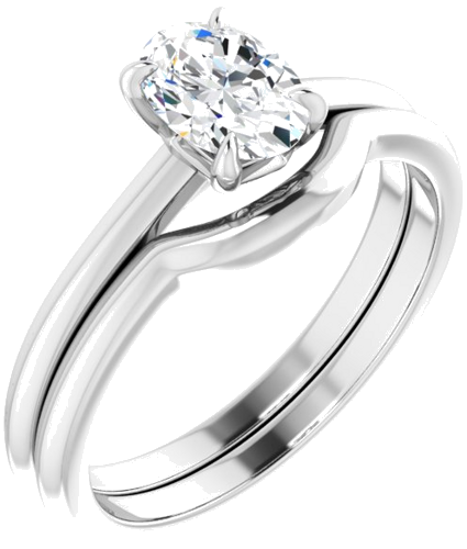 Sužadėtuvių Žiedas „Solitaire“ 585 Baltojo Aukso Oval 7mm x 5mm (6)