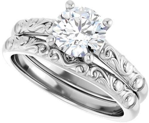 14K White 6.5 mm Round Solitaire Engagement Ring Mounting (10)