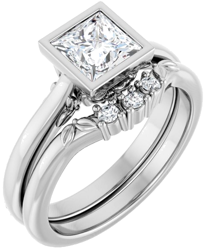 Sužadėtuvių Žiedas „Bezel-Set“ 14k white gold Square 5.5mm (6)