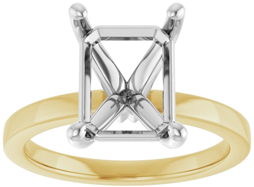 Sužadėtuvių Žiedas „Solitaire“ 14k yellow/white gold Emerald 10mm x 8mm (3)