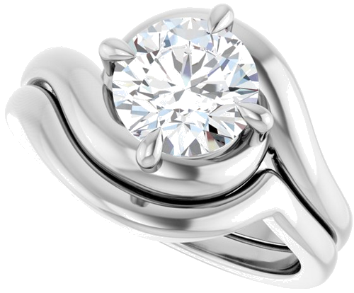 Sužadėtuvių Žiedas „Claw-Prong Solitaire Bypass“ 14k white gold Round 7.4mm (10)