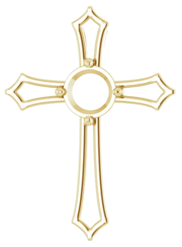 Pakabukas „Accented Cross“ 14k yellow gold Round 8mm (1)