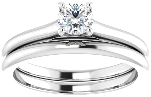 Sužadėtuvių Žiedas „Solitaire“ 585 Baltojo Aukso Round 4.4mm (8)