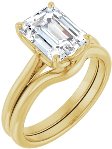 14K Yellow  9x7 mm Emerald Solitaire Engagement Ring Mounting (6)