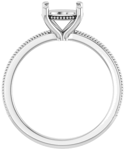 Sužadėtuvių Žiedas „Solitaire Milgrain“ 14k white gold Round 7.4mm (2)