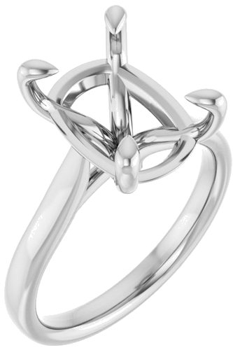Sužadėtuvių Žiedas „Claw-Prong Solitaire“ 14k white gold Elongated Cushion 12mm x 10mm (1)