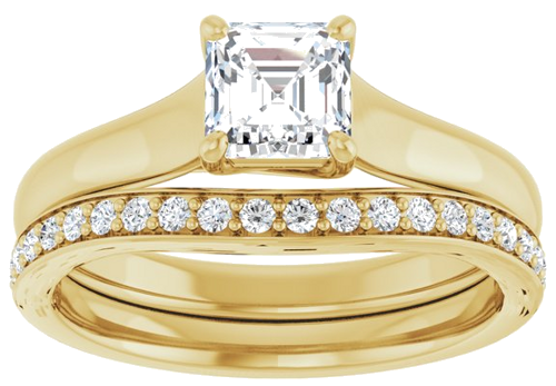 14K Yellow 5 mm Asscher Solitaire Engagement Ring Mounting (16)