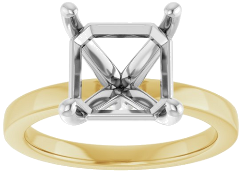 Sužadėtuvių Žiedas „Solitaire“ 14k yellow/white gold Asscher 9mm (3)
