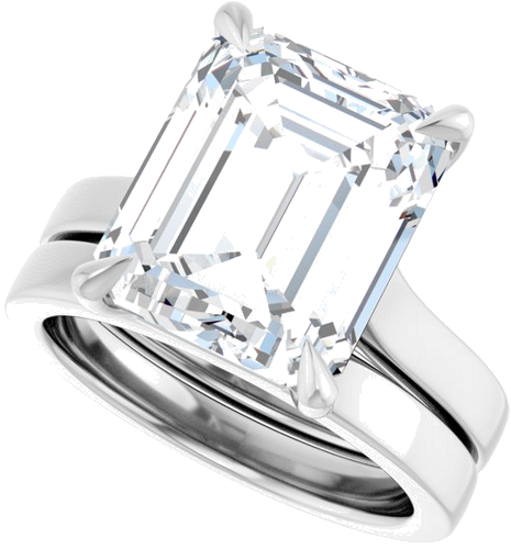 Sužadėtuvių Žiedas „Claw-Prong“ 950 Platinos Emerald 12mm x 10mm (10)