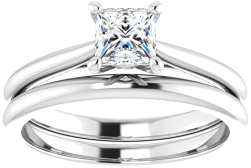 14K White 4.5 mm Square Solitaire Engagement Ring Mounting (8)