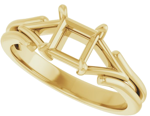 Sužadėtuvių Žiedas „Claw-Prong Solitaire“ 14k yellow gold Square 5mm (5)