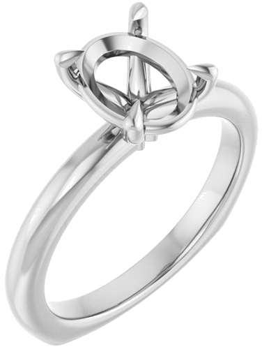 Sužadėtuvių Žiedas „Claw-Prong Euro Shank“ 14k white gold Oval 9mm x 7mm (1)