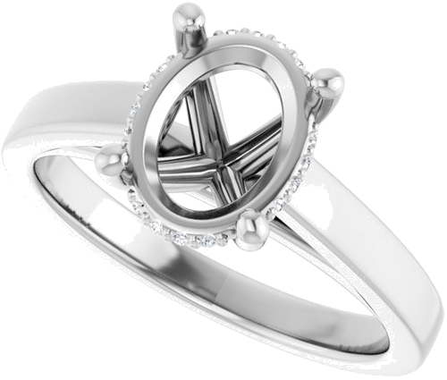 Sužadėtuvių Žiedas „Hidden Halo-Style“ 14k white gold Oval 9mm x 7mm (5)
