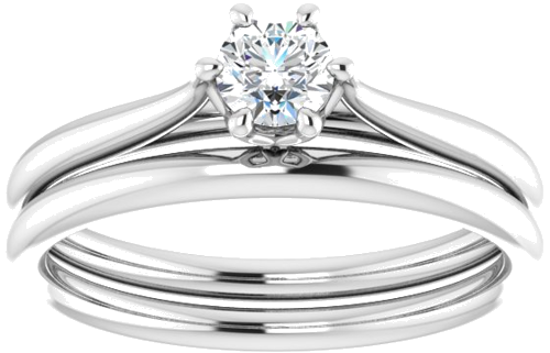 18K White 4.1 mm Round Engagement Ring Mounting (8)