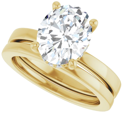 Sužadėtuvių Žiedas „Hidden Halo-Style“ 14k yellow gold Oval 10mm x 8mm (10)
