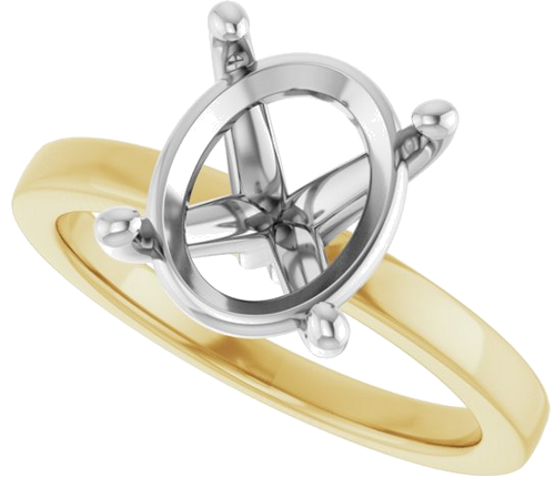 Sužadėtuvių Žiedas „Solitaire“ 14k yellow/white gold Oval 11mm x 9mm (5)