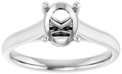 14K White 8x6 mm Oval Solitaire Engagement Ring Mounting (3)